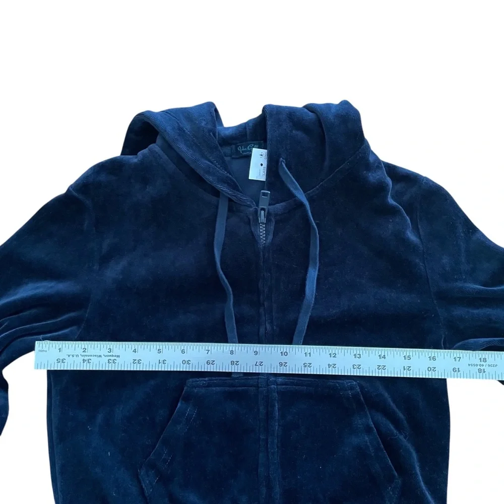 JOHN GALT / BRANDY MELVILLE Velour Full Zip Hoodie in Navy - New With Ta…